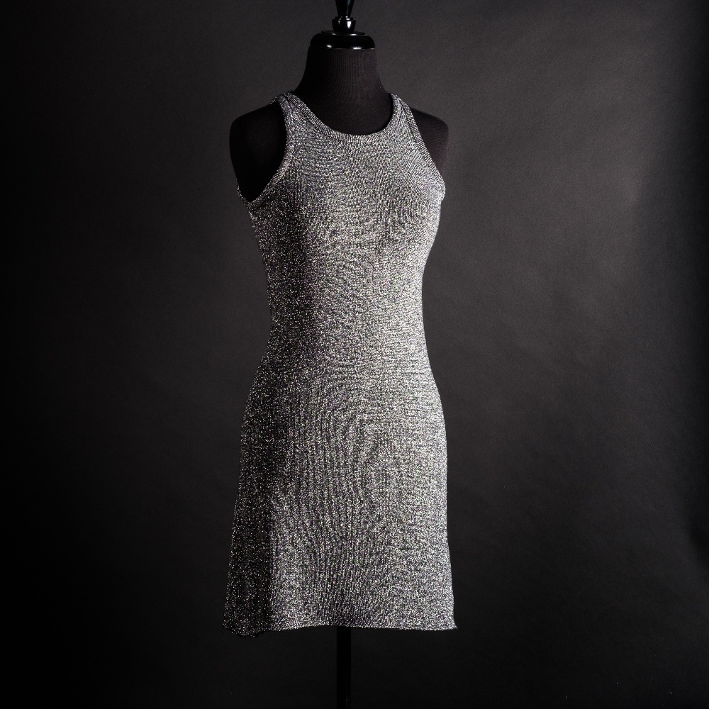 vintage party silver knit mini dress